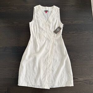 Vince Camuto White Sleeveless Wrap-Style Mini Dress